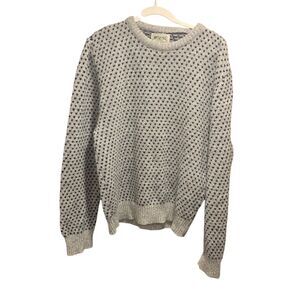 American Eagle Vintage Womens Gray Blue Birdseye Wool Blend Crew Neck Sweater L